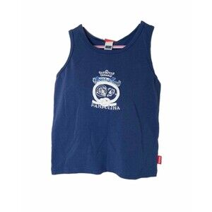 Pampolina Ocean Girl Girl's Tank Top Blue Knit Boat Neck Sleeveless Size 7